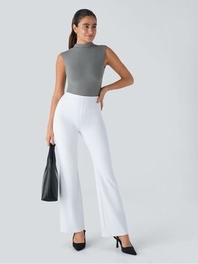 Halara Flex White High Waist Slight Flare Work Pants Small NWT